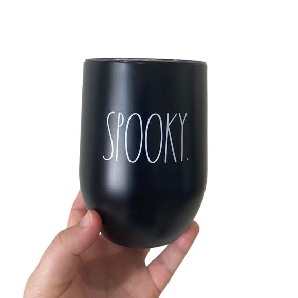 Rae Dunn Black Halloween SPOOKY & BOO black drinkware cups Tumblers - Picture 6 of 8